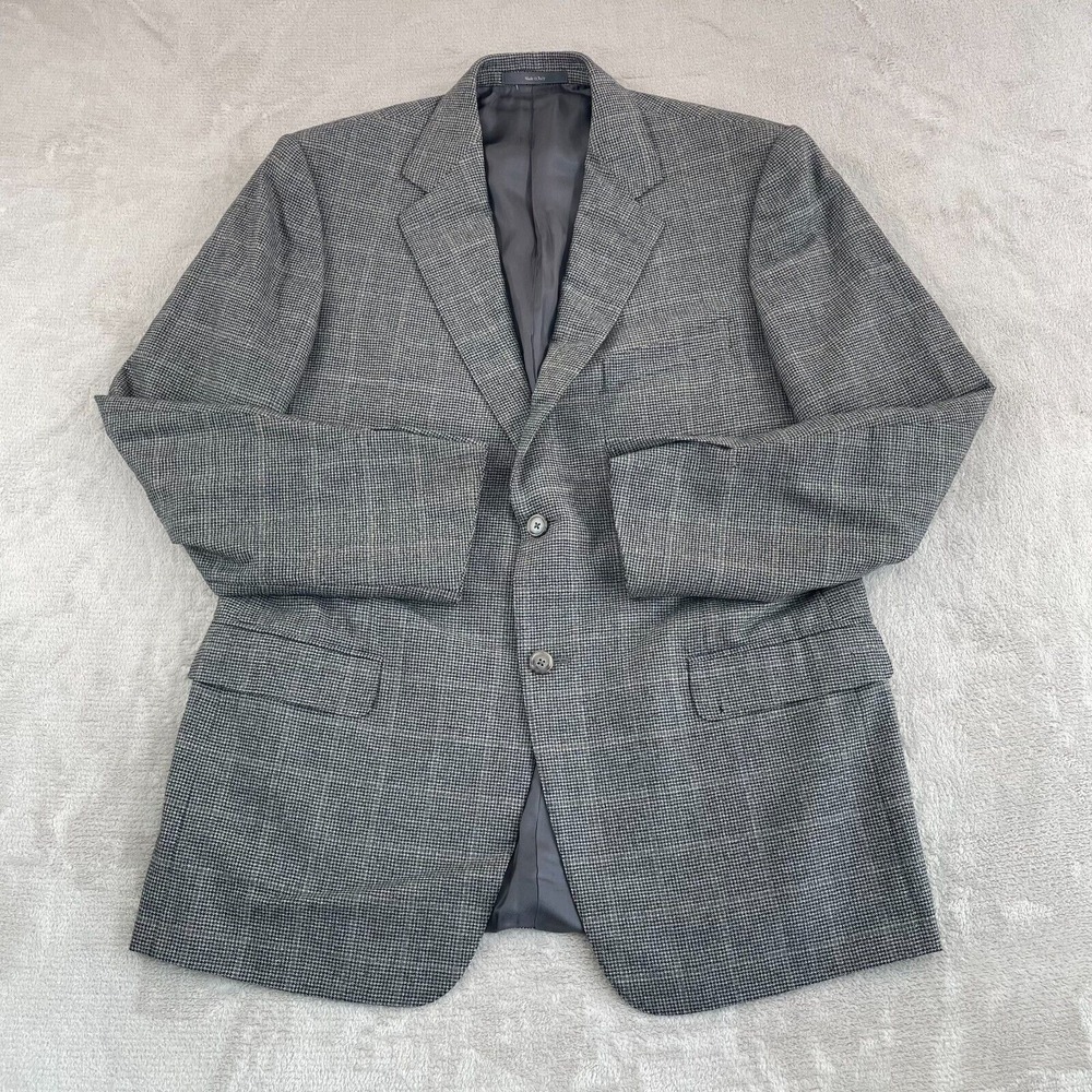 Ermenegildo Zegna Sport Coat‎ Jacket 44R Grey Glen Plaid Wool Two Button Italy